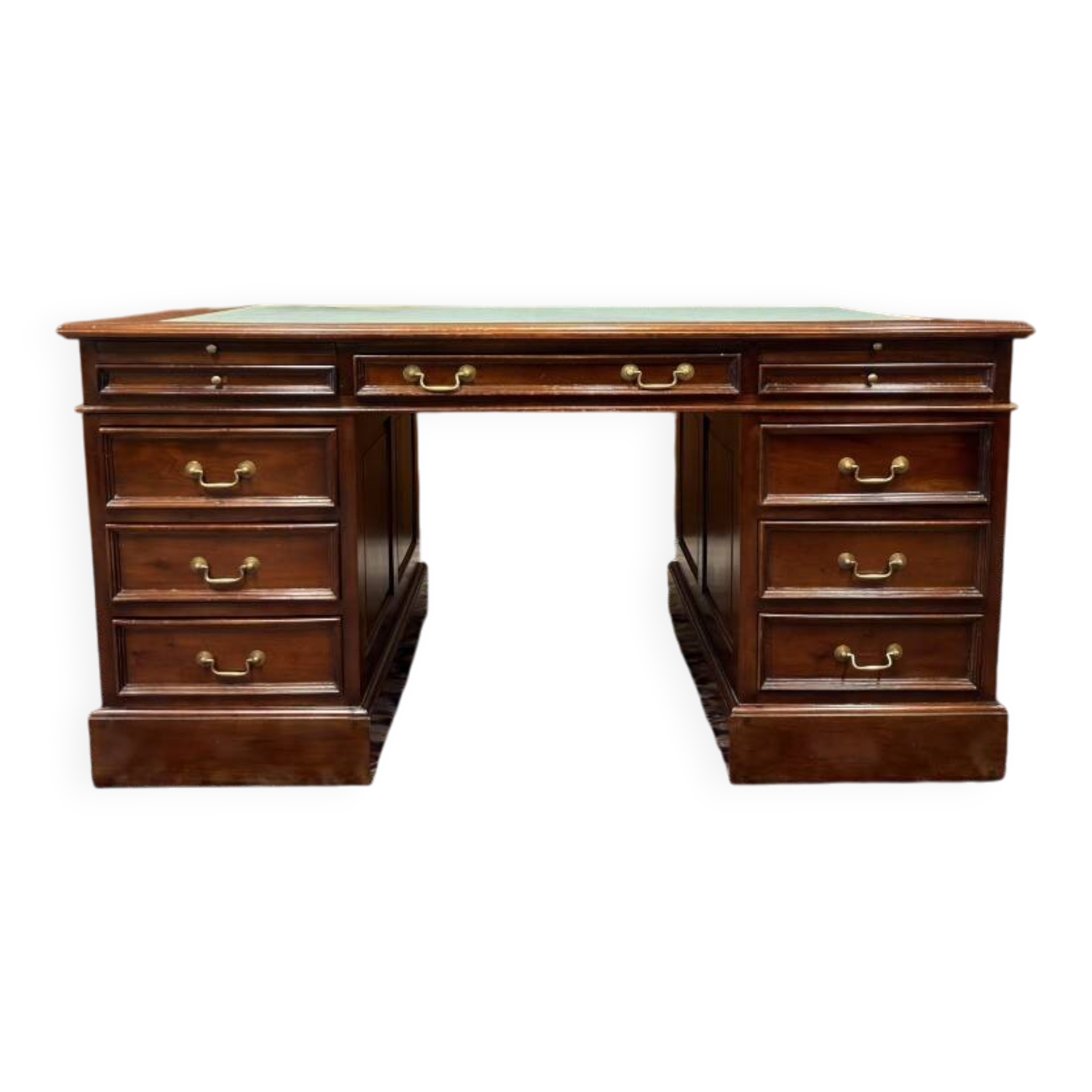 Classic English Desk with Green Leather
