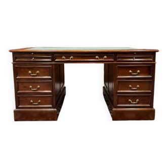 Classic English Desk with Green Leather