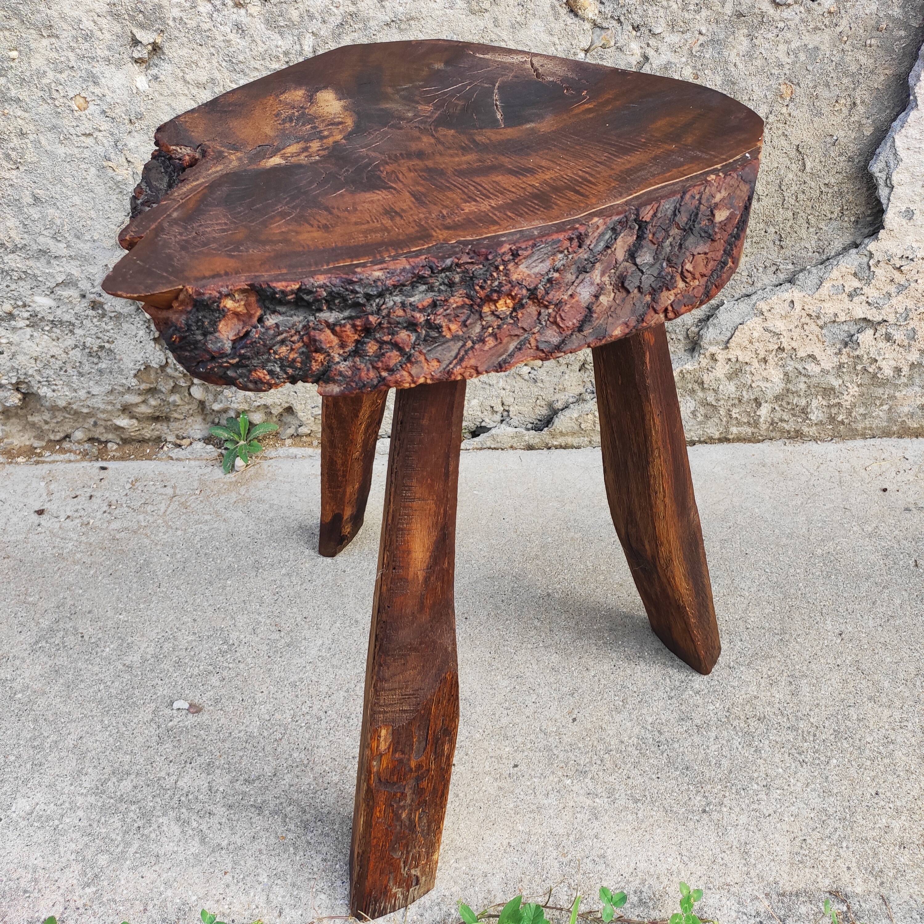 Tabouret brutaliste Art populaire français 1950