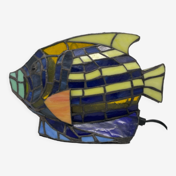 Tiffany-style stained glass fish lamp
