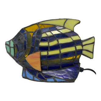 Tiffany-style stained glass fish lamp