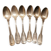 6 antique silver-plated metal spoons