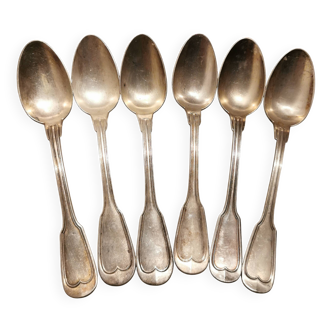 6 antique silver-plated metal spoons
