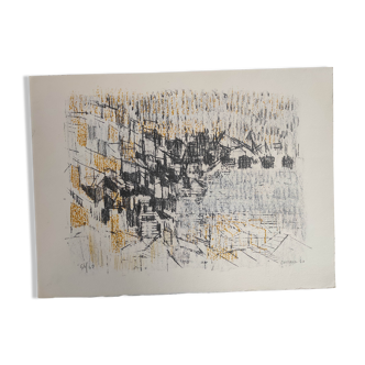 The cubist village - hand-signed lithograph - andre cottavoz - numbered 56/60