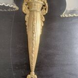 Art Deco double wall light in brass and glass tulips 1930