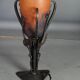 Daum, art-deco table lamp wrought iron tulip glass signed sb