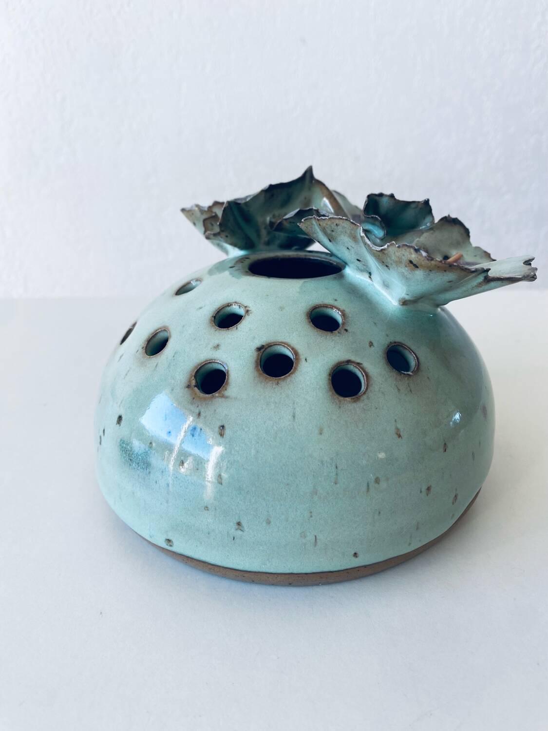 Signed stoneware flower vase