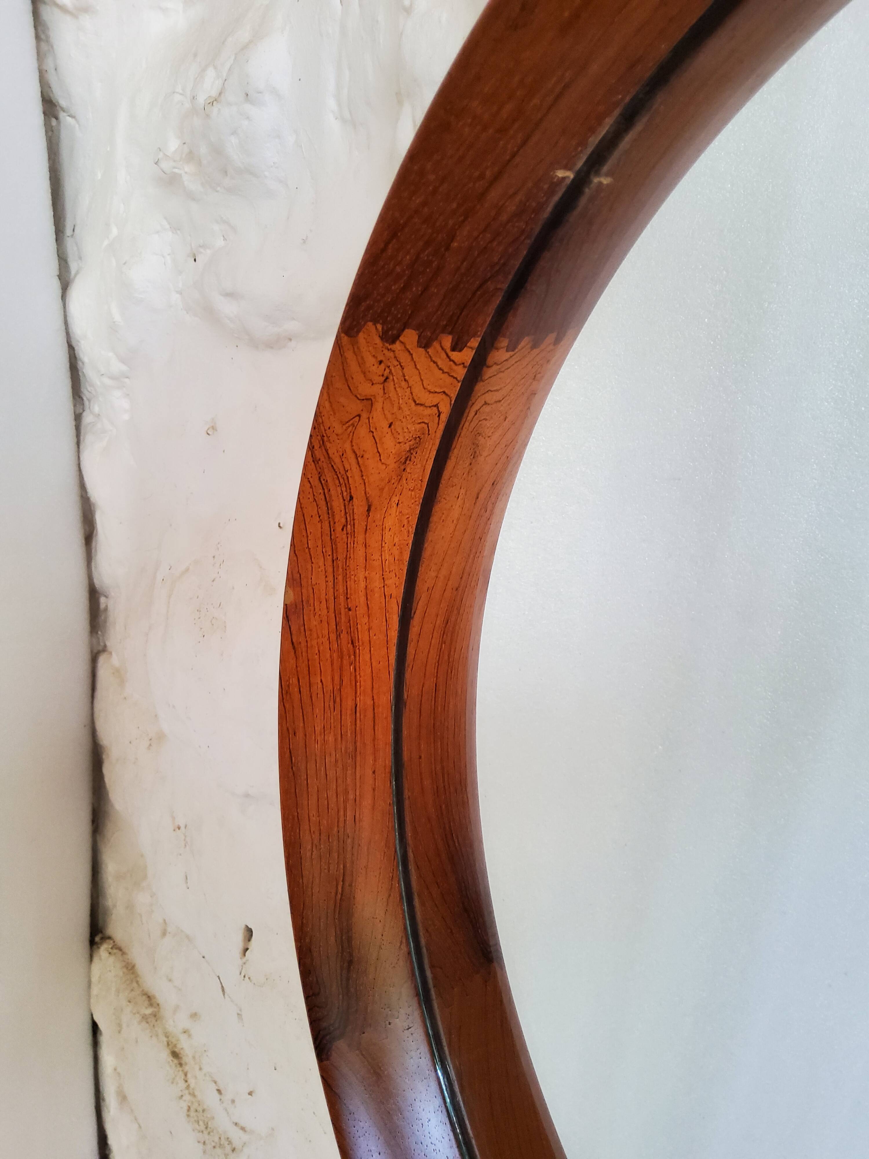 Round teak mirror Uno and Osten Kristiansson Luxus Vittsjö, Scandinavian