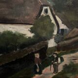 Oil on canvas early 20th century by Fernande Prudhomme 1910 landscape of North Denain