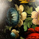 Painted sheet metal tray decorated with flowers