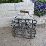 Zinc bottle holder and 6-compartment wooden handle