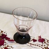 6 large pink art deco wine or water glasses with black stem