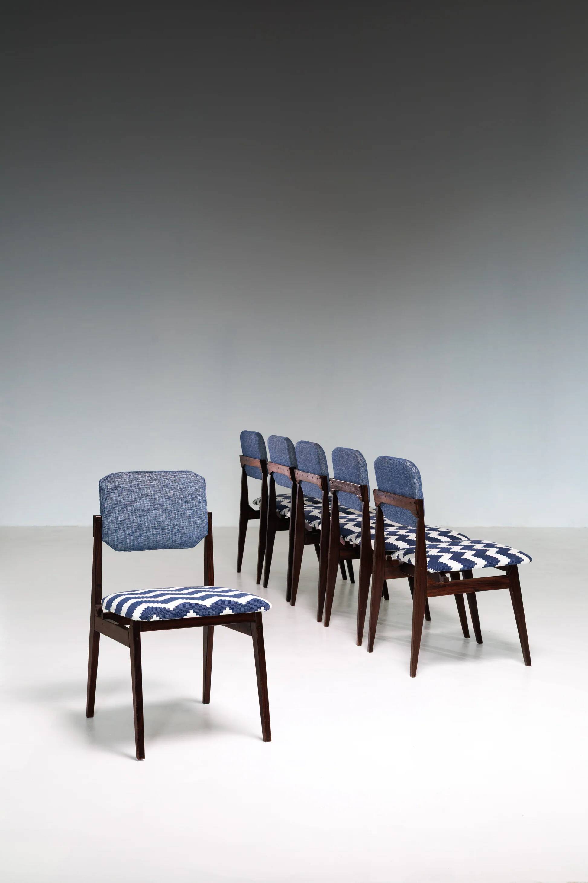 Set of six Italian mid-century dining chairs, 1960s