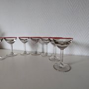 Bistro glass, thick bottom with red rim, 1950s