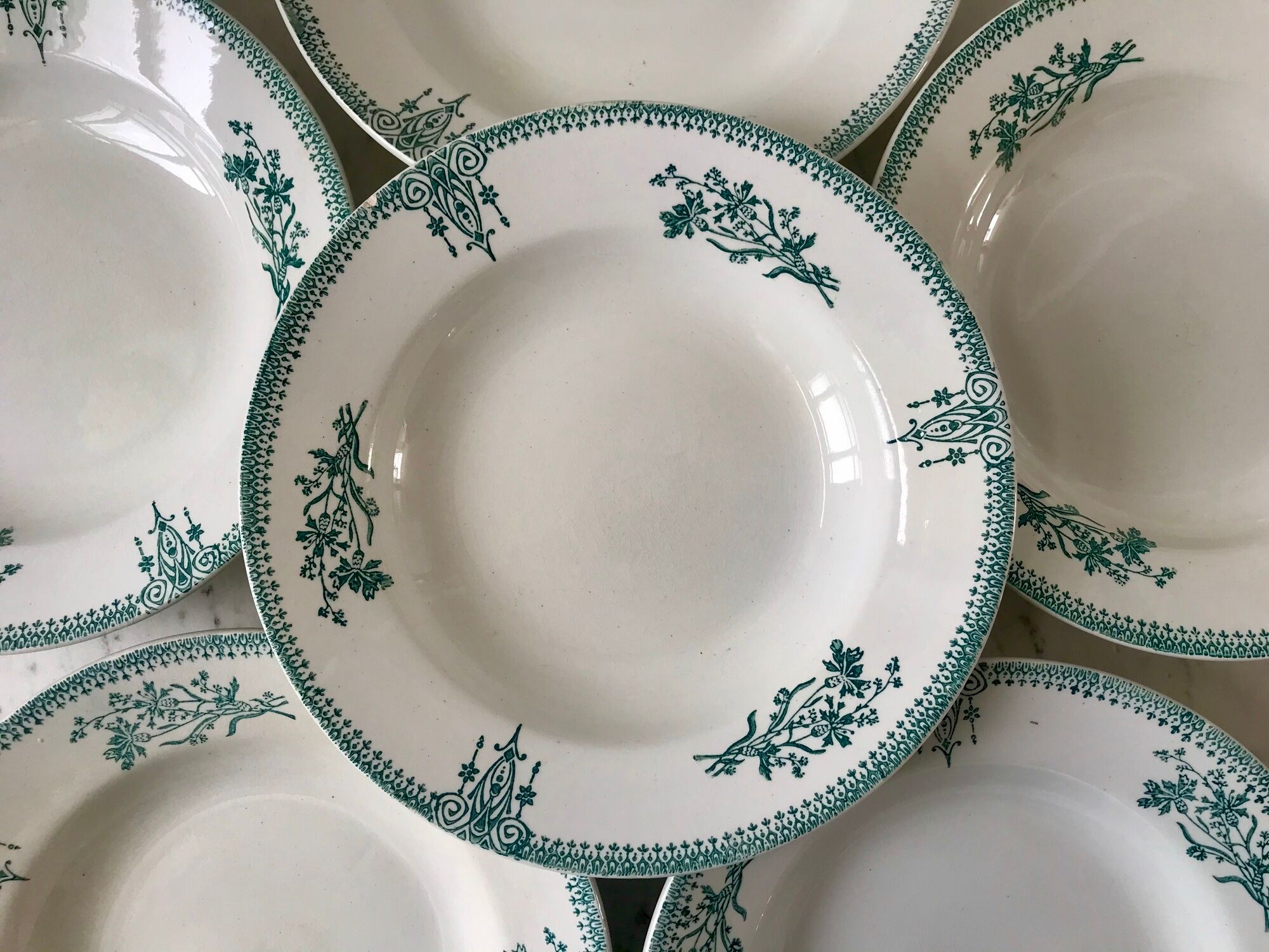 Lot of 6 hollow plates terre de fer saint-amand xixth