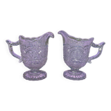 Lot - 2 old ewers from the 1900s in molded crystal