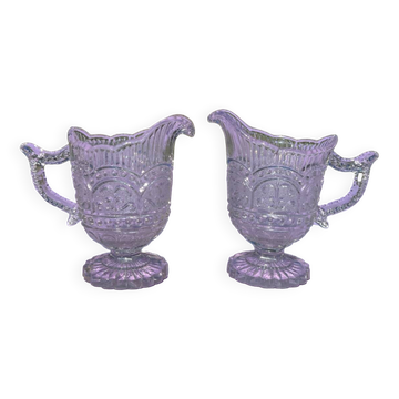 Lot - 2 Aiguières ancienne époque 1900 en cristal moulé