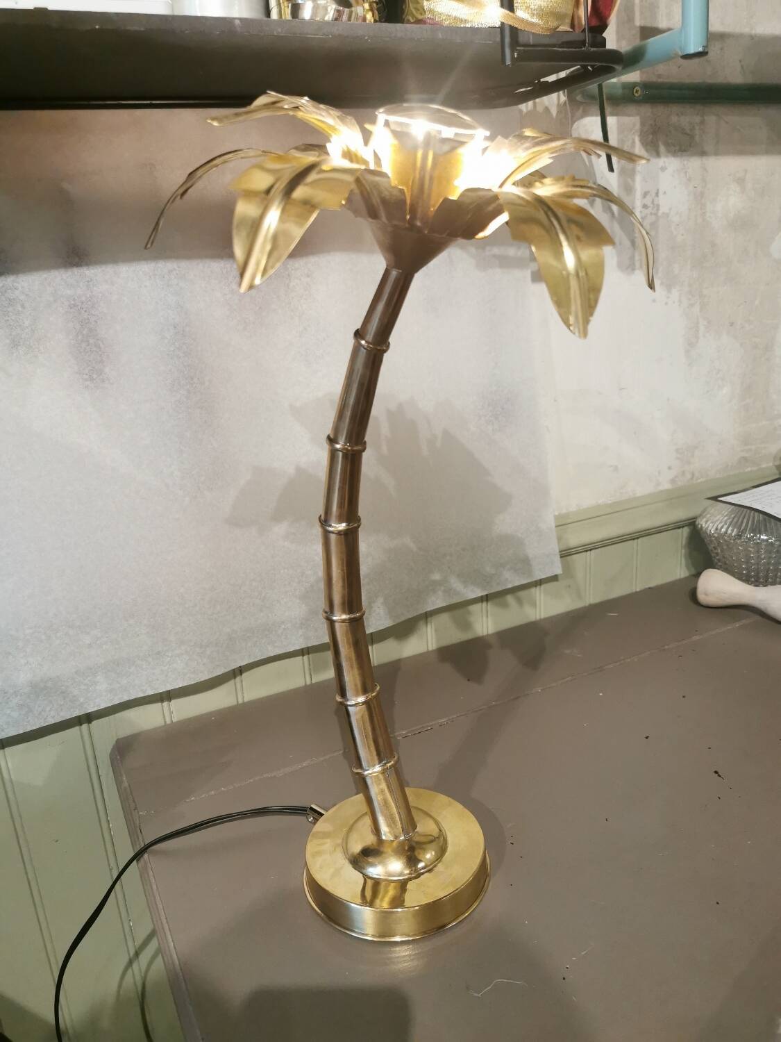 Brass palm tree lamp
