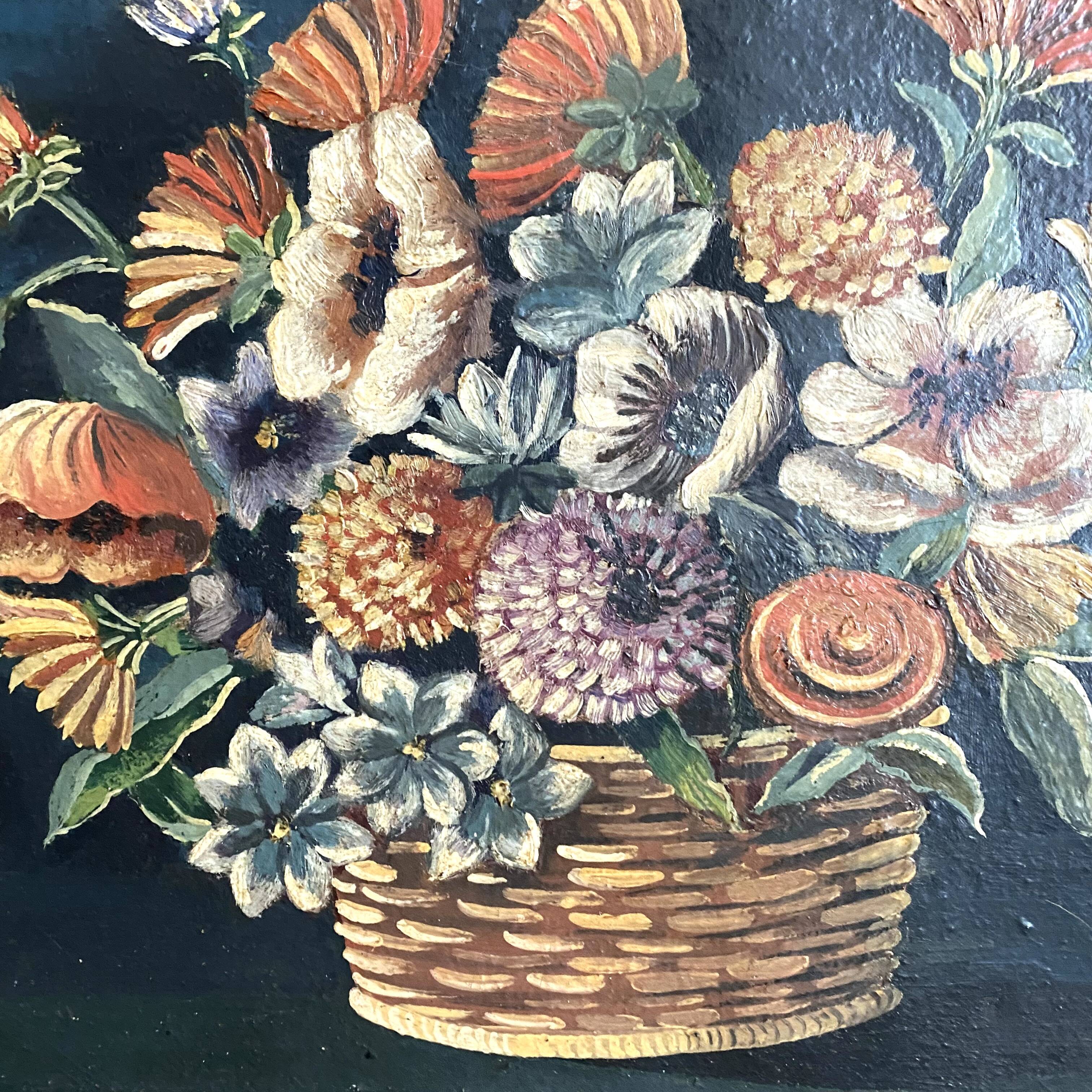 Oil on canvas, framed still life bouquet of flowers