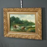 Oil on Canvas “Pastures” by N. Okolowicz – Early 20th Century