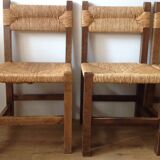 4 chaises champetre bois paillées