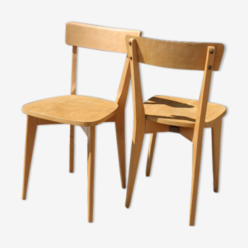 2 chairs 1950 light beech