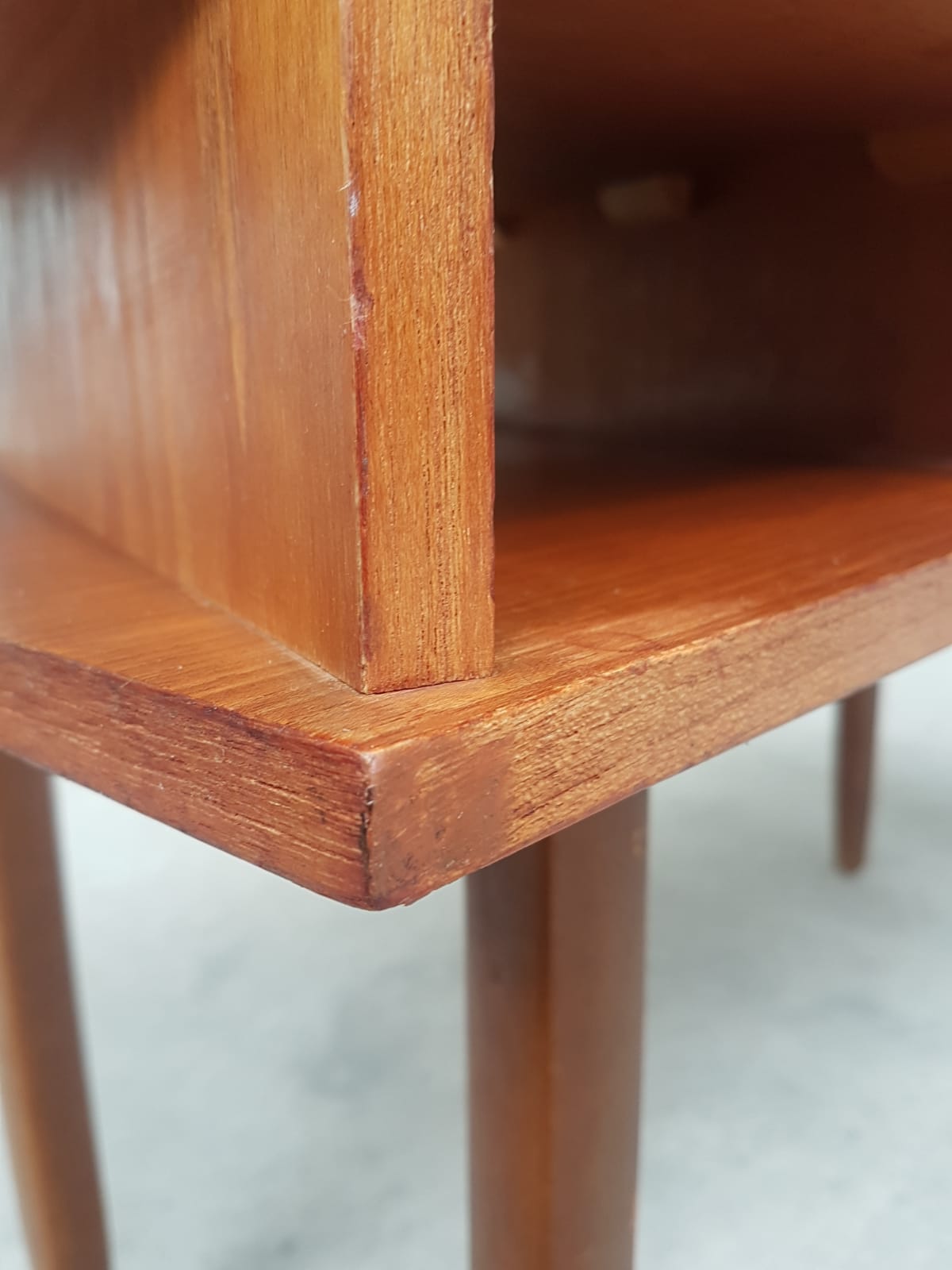 Vtg Mid Century Teak Vinyl Hallway Telephone Chair Table Bench Stool Danish 70s