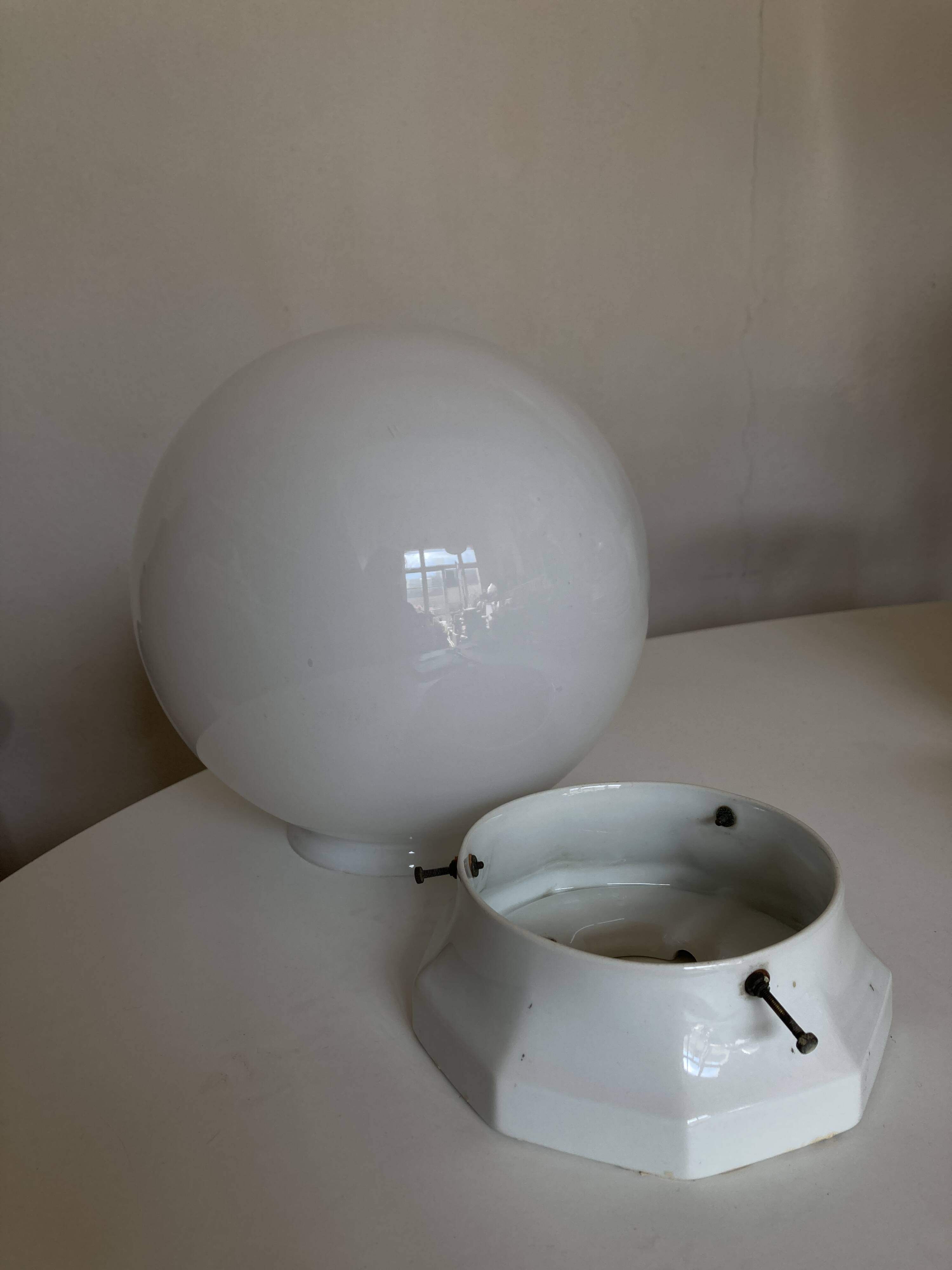 XL bathroom ceiling light from Palace, porcelain and opaline, 1950s