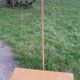 Floor lamp of the 50s in gold metal and tablet