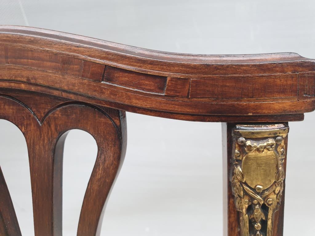 Chair canned 1900 marquetry and bronze louis XVI style