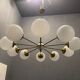 Opaline glass sputnik chandelier with 10 lights, 1960s