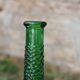Large decorative vintage green glass carafe/bottle with relief – H57 cm