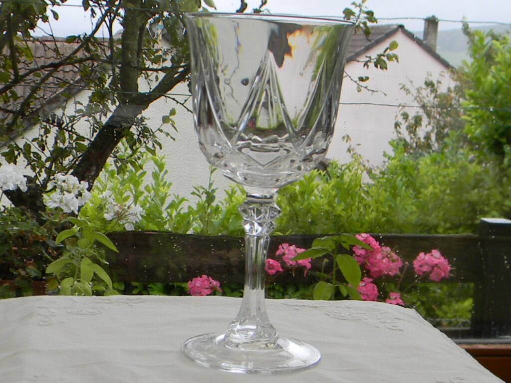 Set of 6 Arques crystal water glasses. Auteuil model.