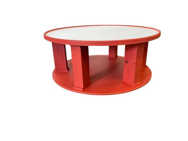 Grande table basse ronde vintage XL orange en bois / table basse