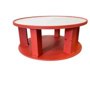 Grande table basse ronde vintage XL orange en bois / table basse