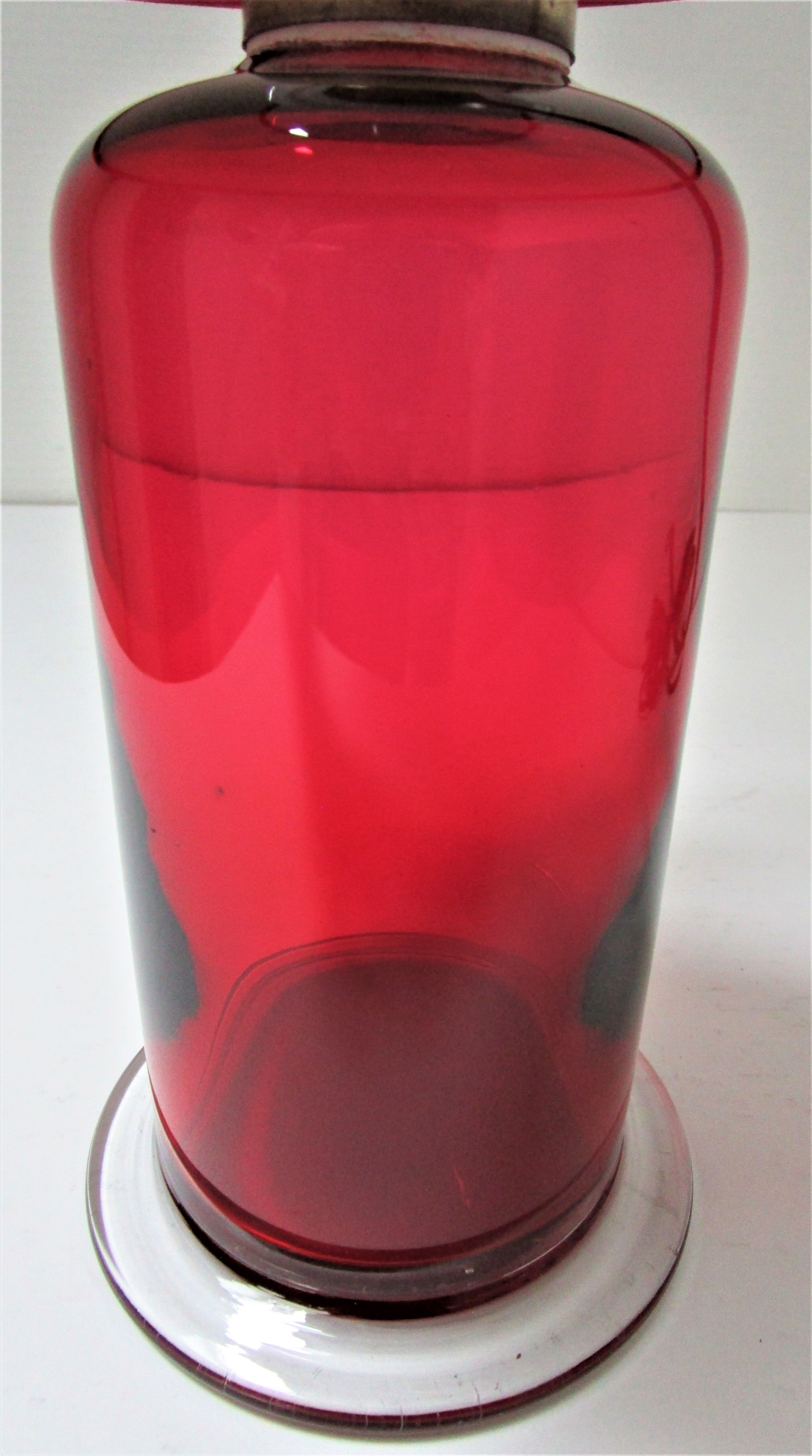 Red glass lamp and vintage brass