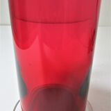 Lampe verre rouge et laiton vintage