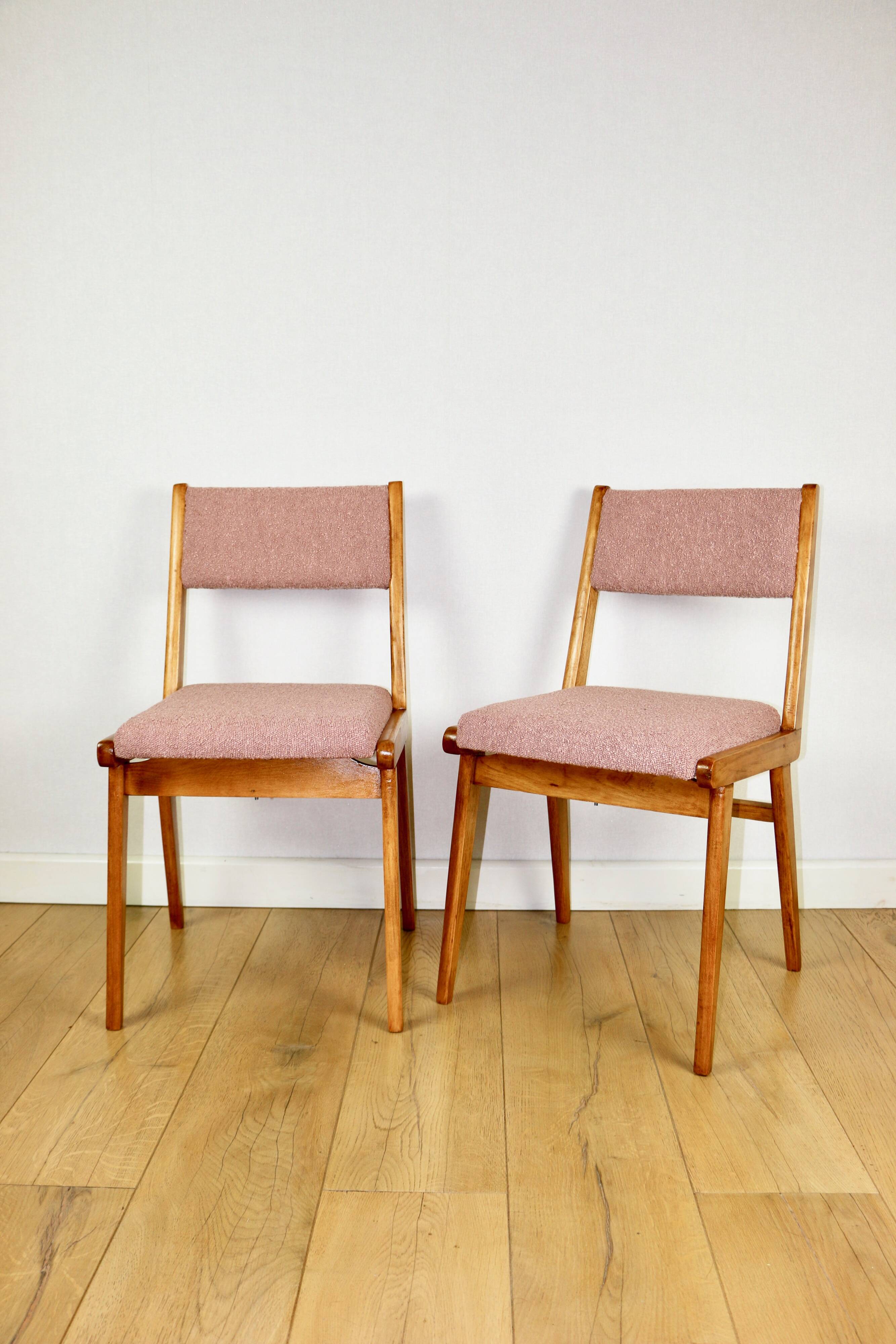 Vintage fuchsia boucle chairs - set of 6