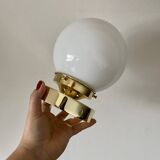 Vintage globe wall or ceiling light in white opaline