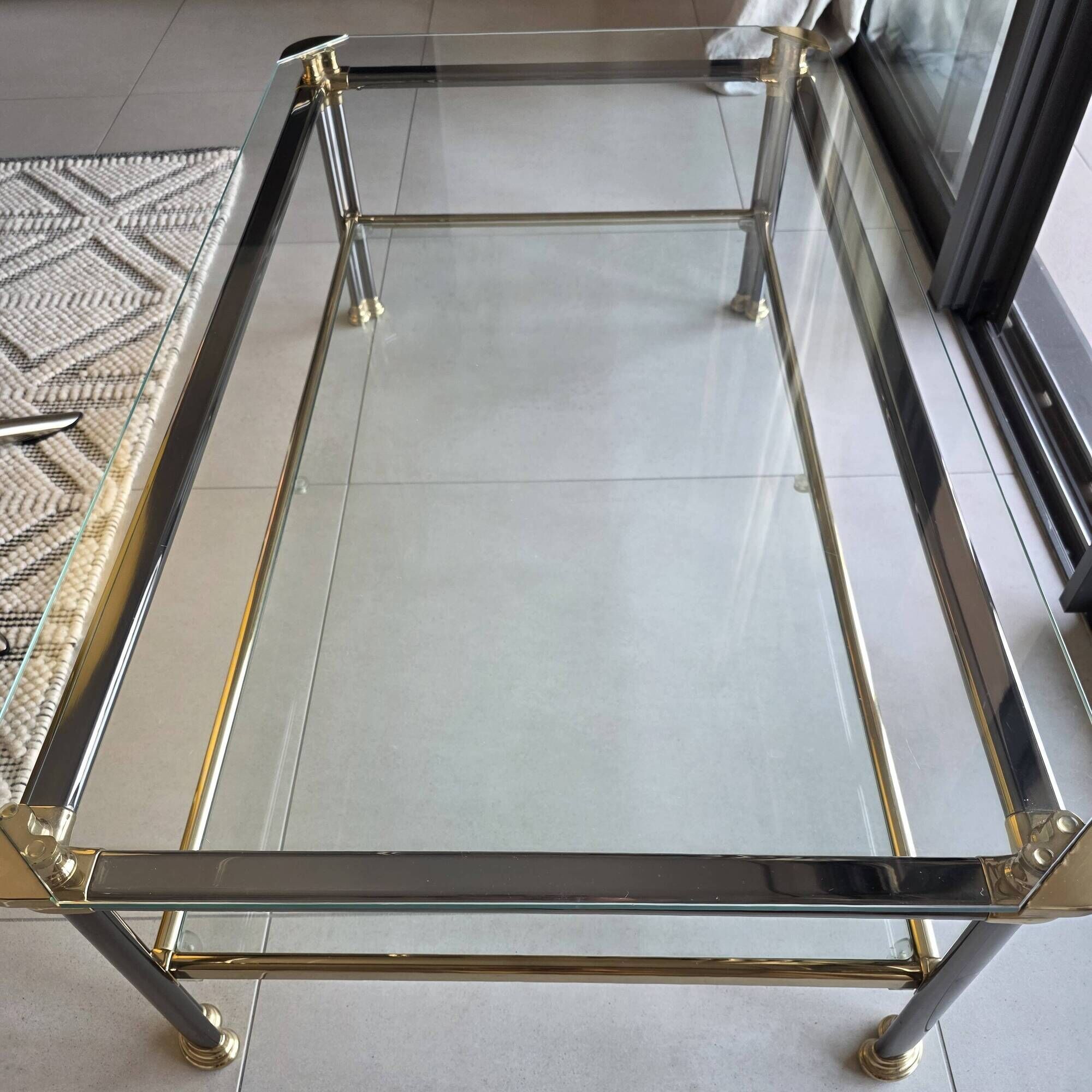 Italian coffee table Mara in brass and glass