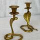 Vintage brass cobra snake candle holders