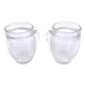 1970s 2 thick transparent glass mugs with textured bark imitation