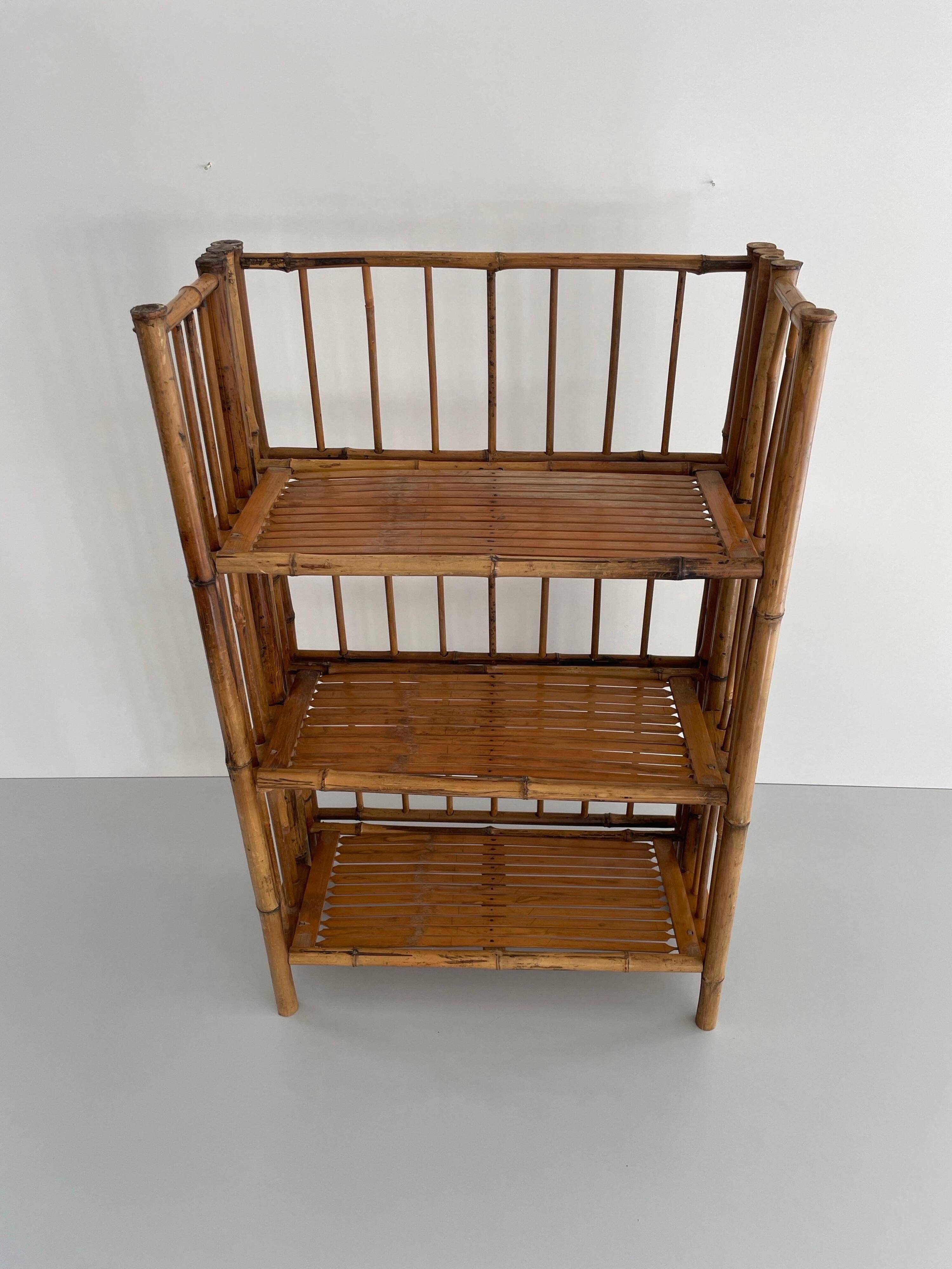 Folding bamboo shelf, 1960, Italy