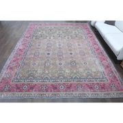 1970s Vintage Persian Handmade Wool Cotton Light Tan Area Rug 285x387