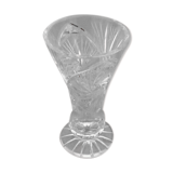 1970s vase cornet on pedestal crystal cut and chiseled