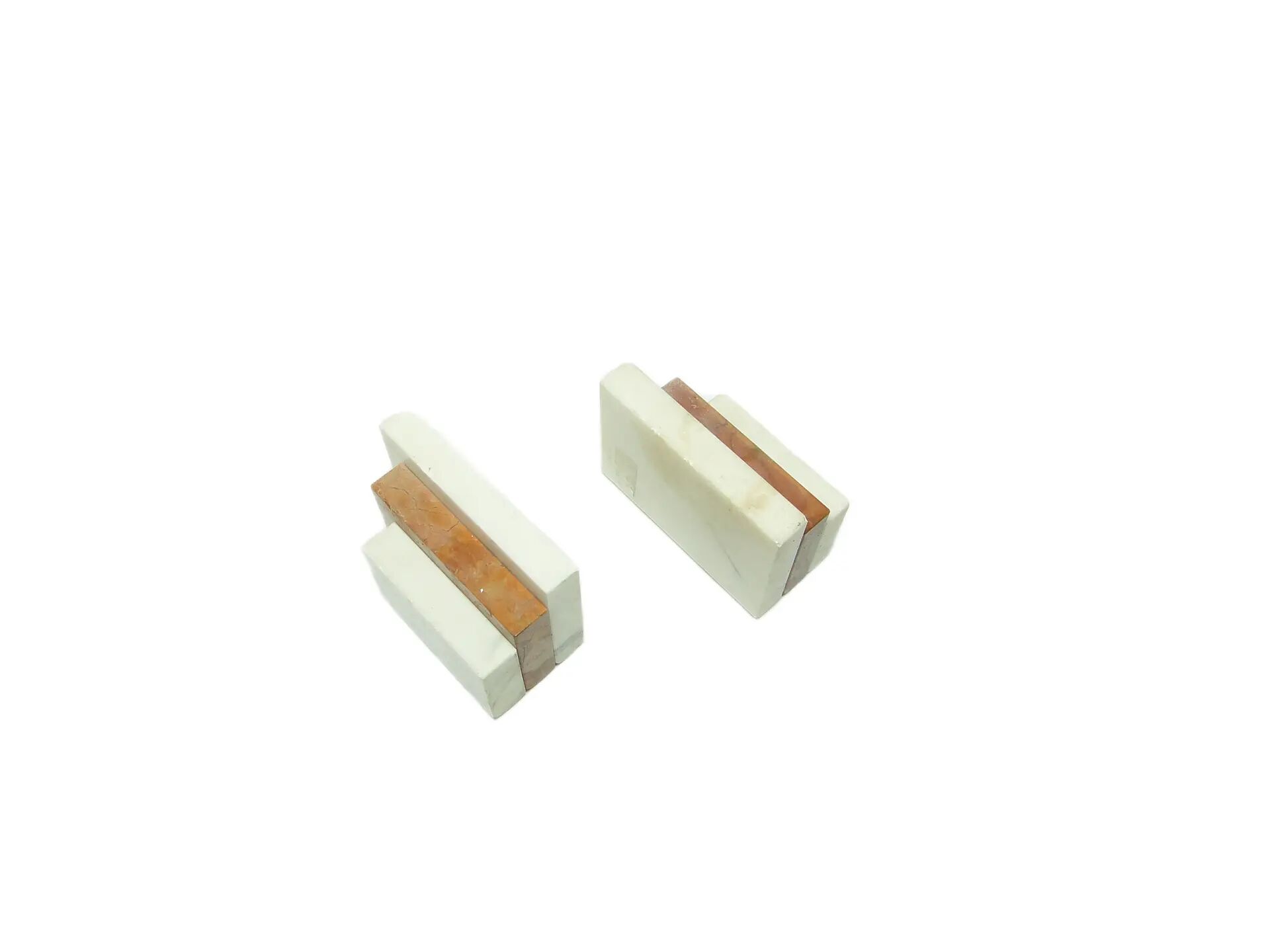 Pair of bookends, Art Deco, ivory white marble, Germany, 1930s.