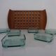 Teak tray with glass bowls by Jens Quistgaard for IHQ Dansk Designs, 1960s, set of 7.