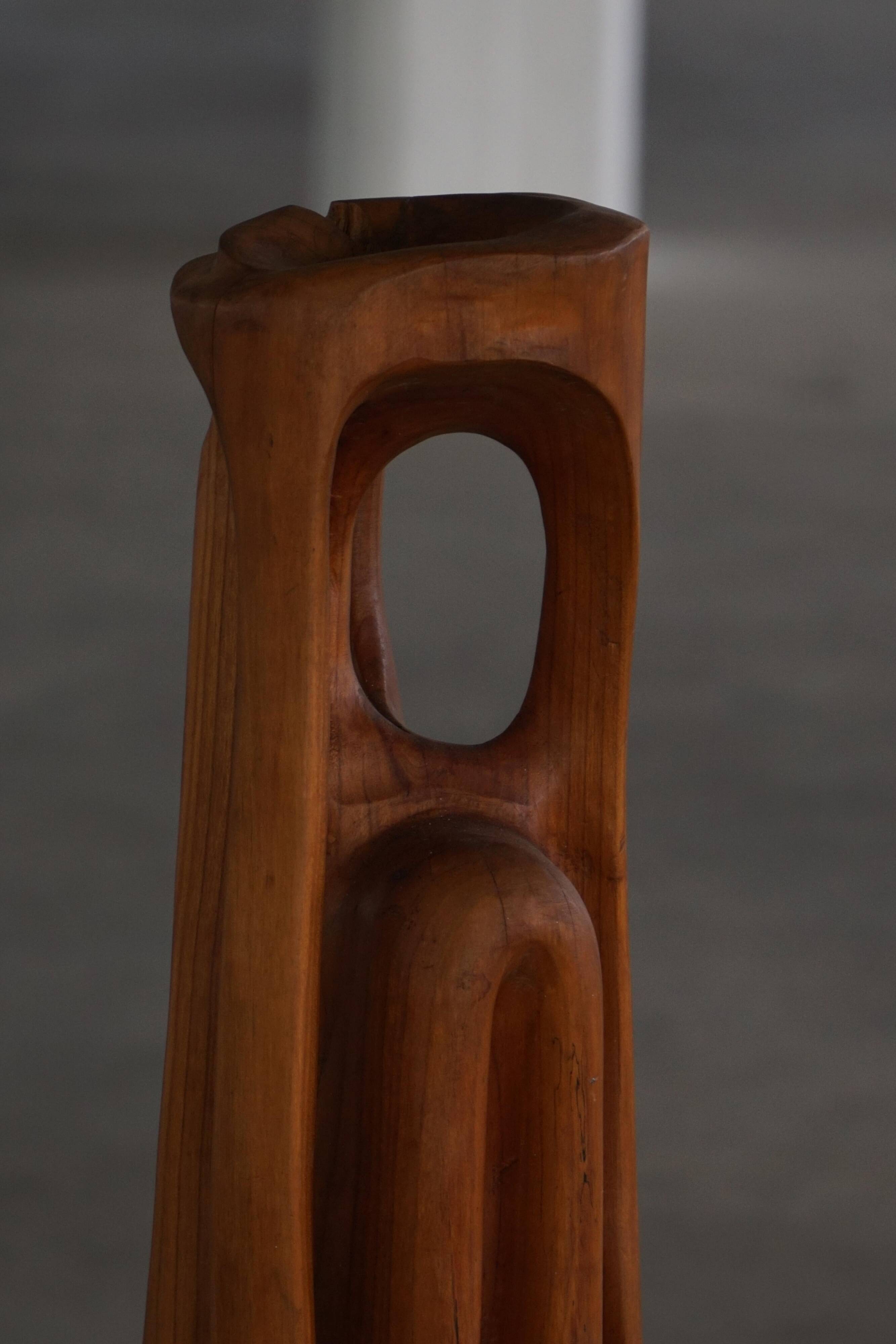 Large wooden sculpture "Woman" by Ole Wettergren, Danish modern, 1970s.