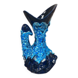 Large ceramic vase fatlava sea foam signed Vallauris