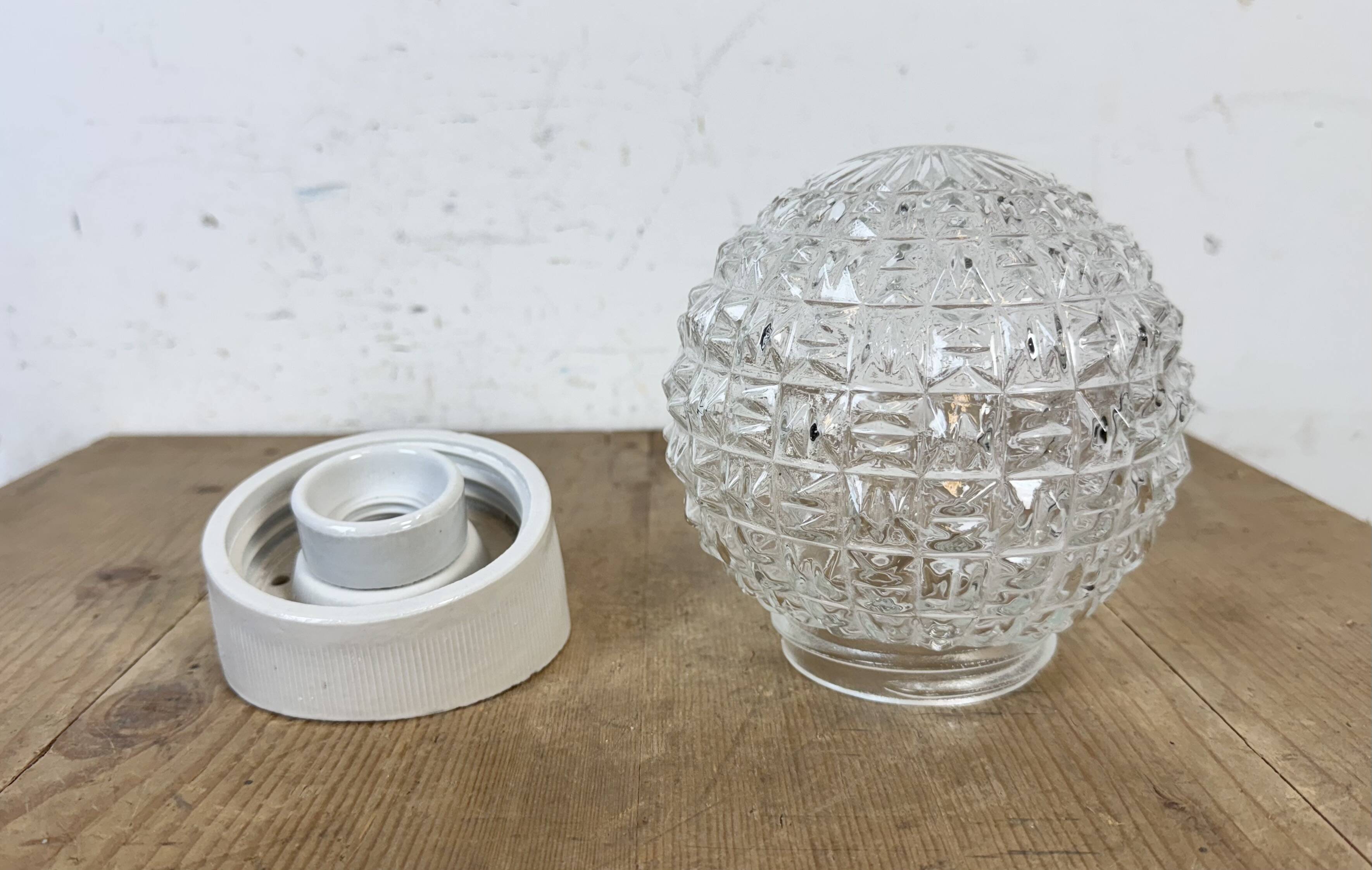 Vintage White Porcelain Wall Light, 1970s